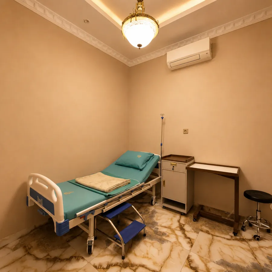Ruang pemulihan ME Clinic dengan tempat tidur pasien